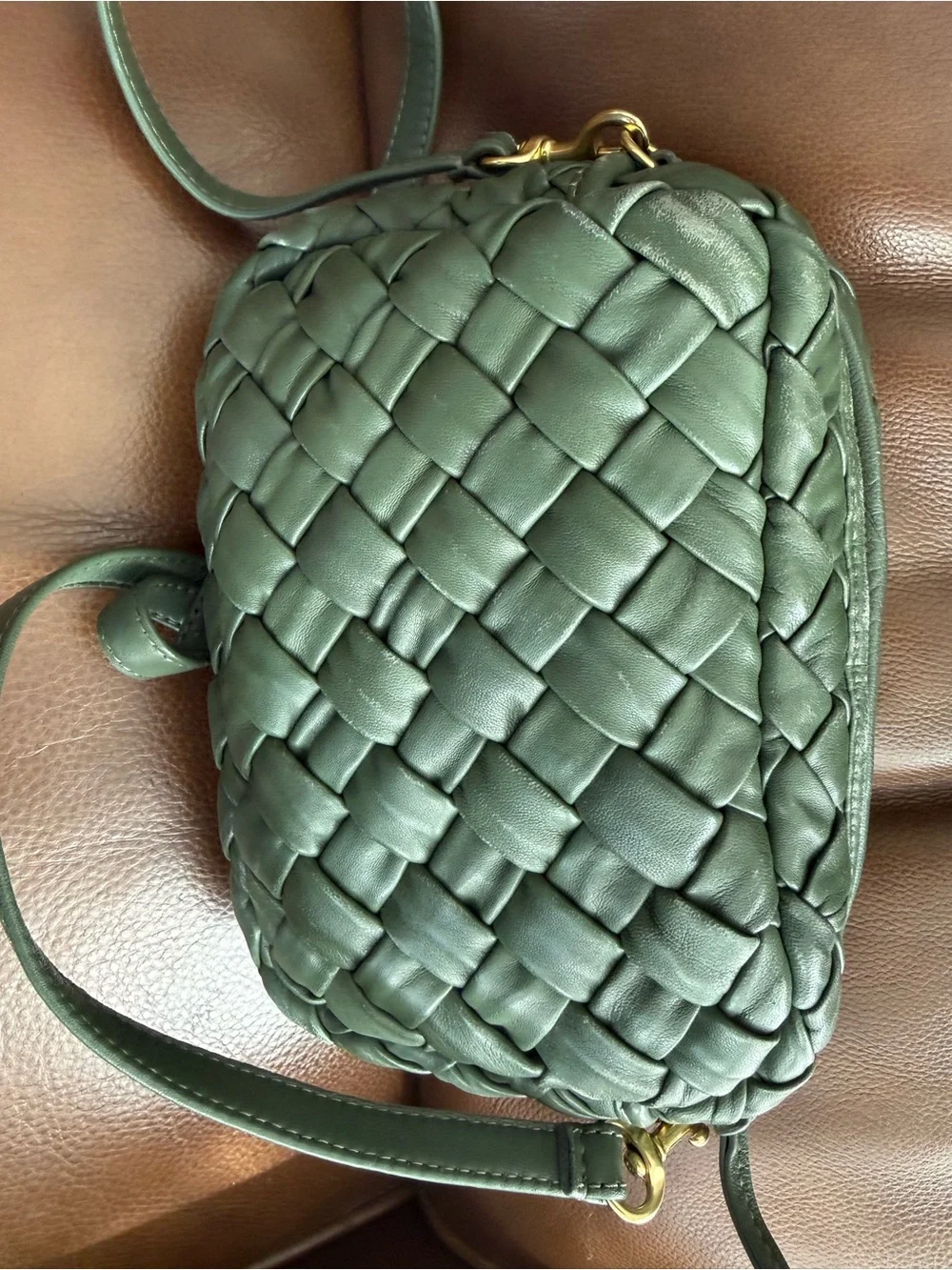 Clare V Army Midic Sac -Puffy Woven Leather